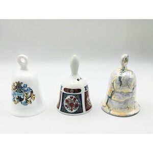 Vintage 3 Porcelain Bell Lot Gerold Porzellan Bavaria Munchen Floral Marbleized